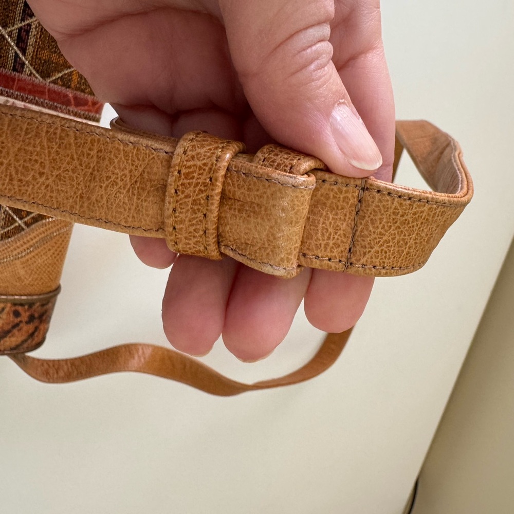 Sharif Mixed Media Snakeskin, Leather and Fabric Patchwork Crossbody Vintage - Picture 16 of 16